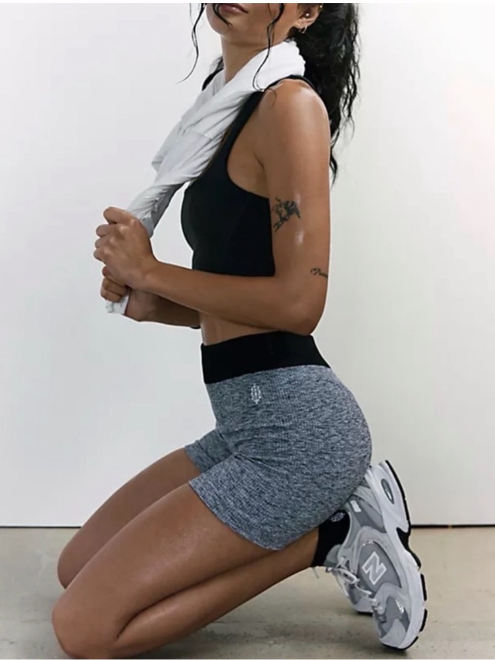 NWOT | Free People  Prajna Shorts |XS/S Gray Black Yoga Activewear🖤
